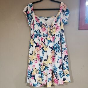 Torrid Mini Gauze Puff Sleeve Skater Dress White Size 1X